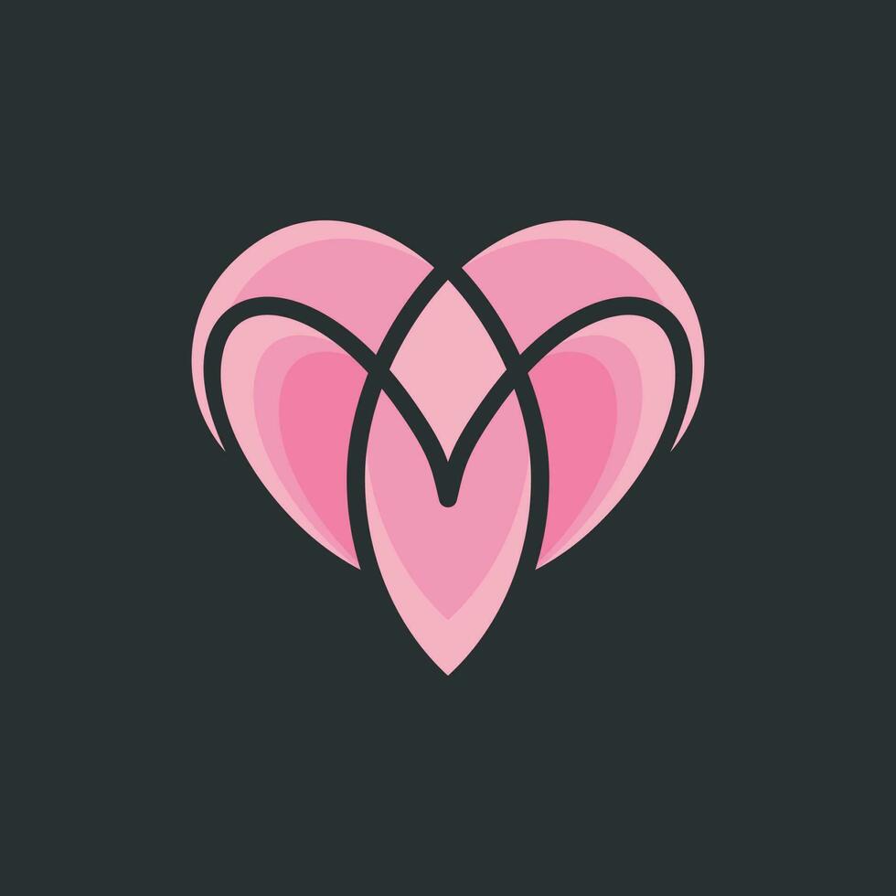 Lotus Flower with love sign logo design illustration, Love symbol logo template vector