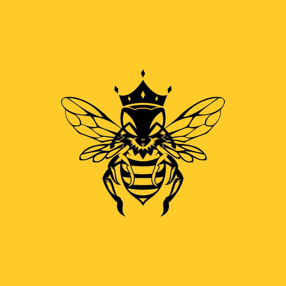 abeja vistiendo Rey corona, abeja Rey logo diseño en aislado antecedentes vector