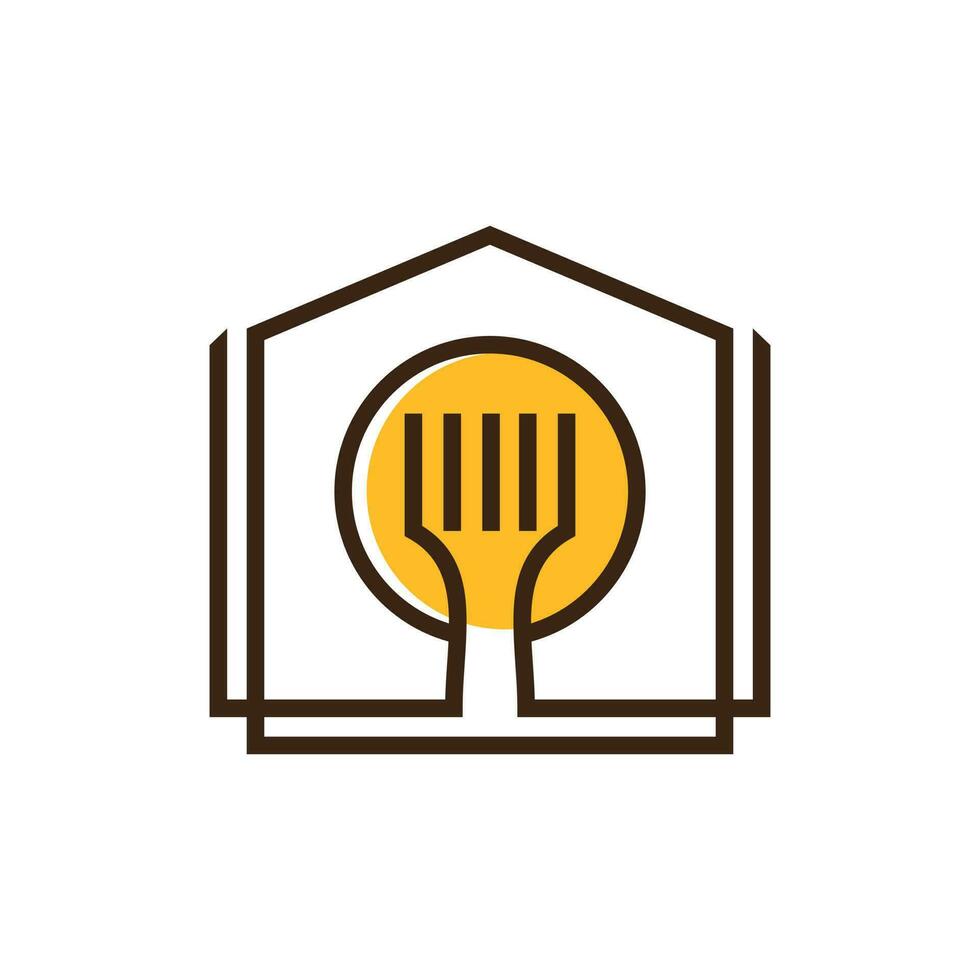 Home food and fork logo design Fork icon, Bar Cafe Restaurant kitchen logo design vector