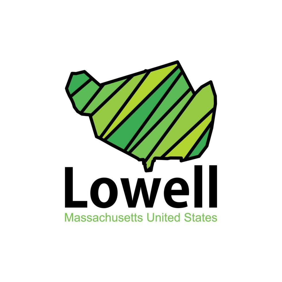 Lowell Massachusetts City United States Map Geometric Logo vector