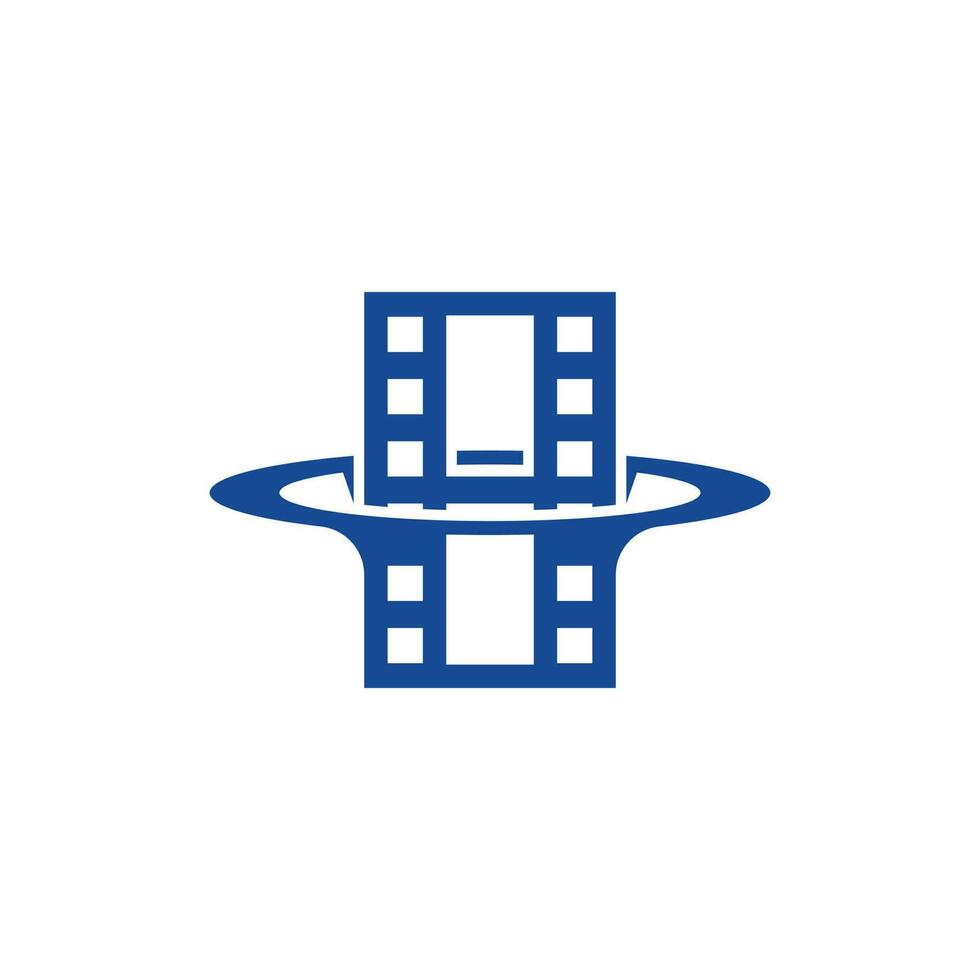 Film Strip Movie with Space Circle Logo Design Inspiration, cinema logo design vector