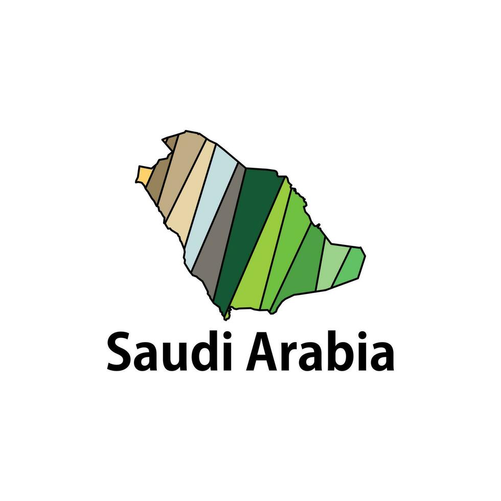 Saudi Arabia regions map, vector file map of Saudi Arabia, Green Outline Map of Saudi Arabia Vector Design Template. Editable Stroke