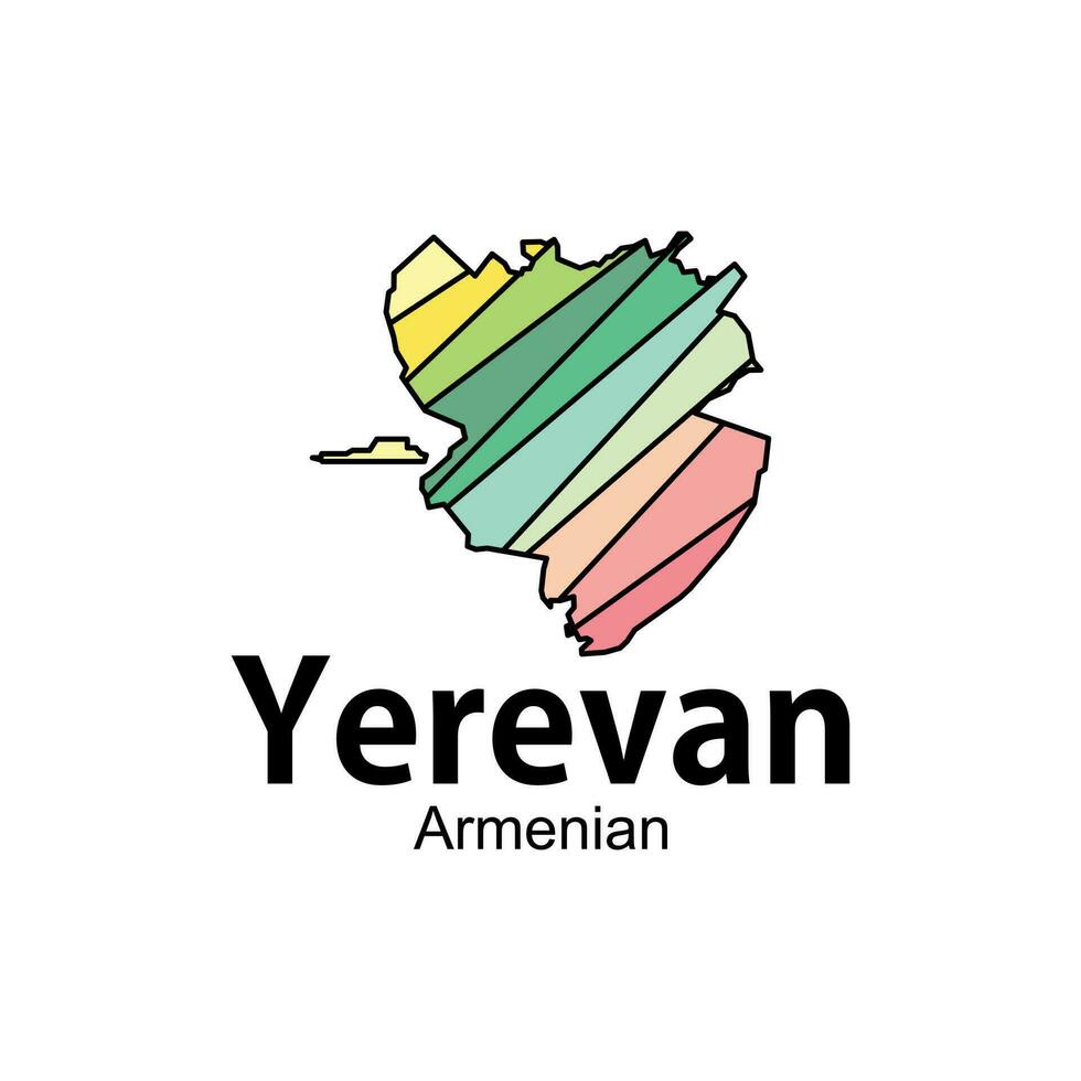 vector Map of Yerevan Armenia,Armenia Map. District map of Armenia detailed map colorful