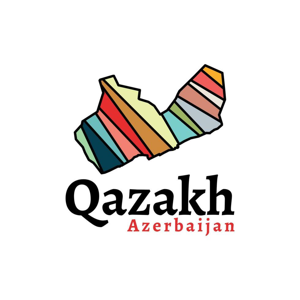 Map of qazakh administrative regions departments with icons, Azerbaijani Qazakh map vector