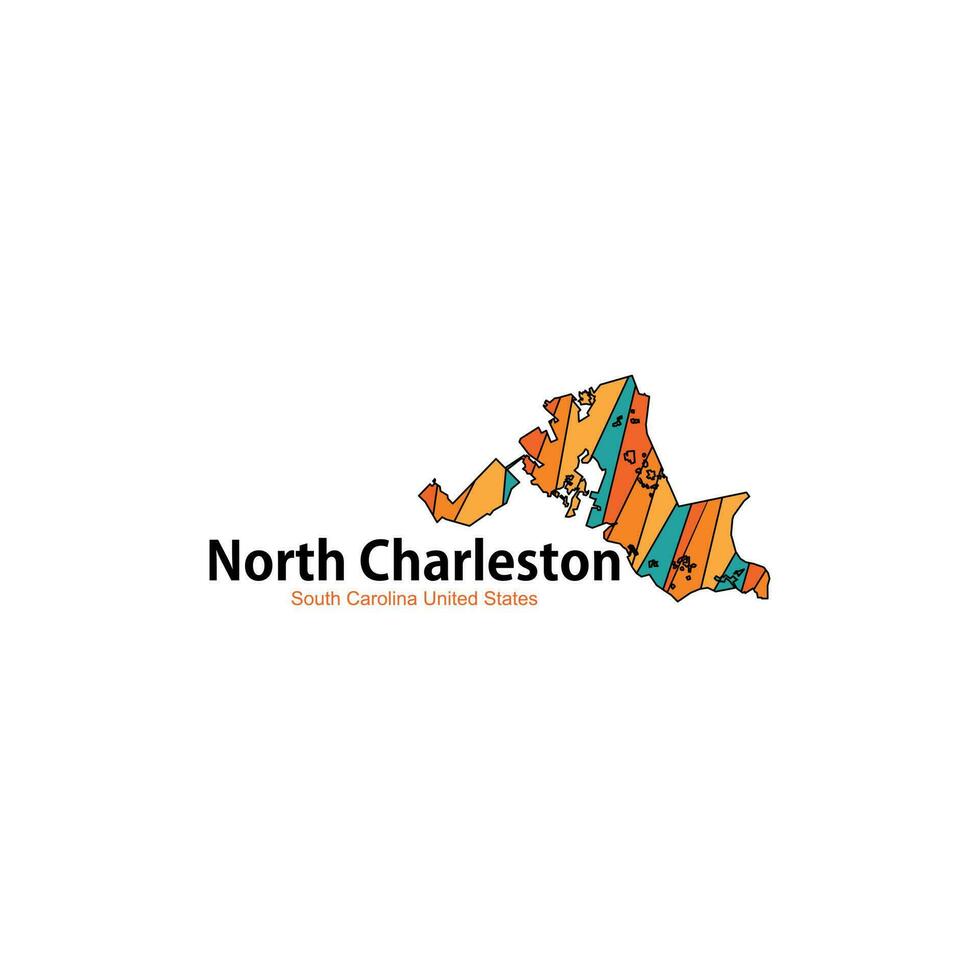 Map Of North Charleston South Carolina City Geometric Creative Design vector