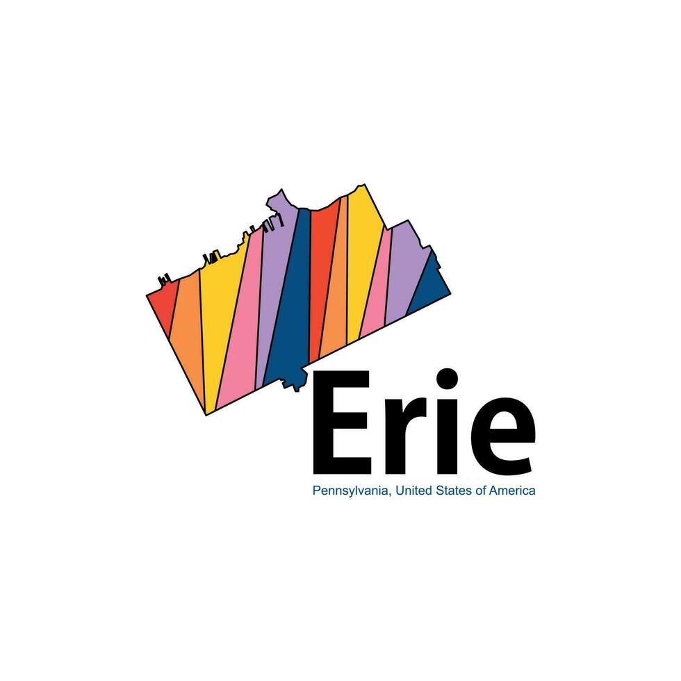 Erie Pennsylvania City United States Map Colorful Design vector