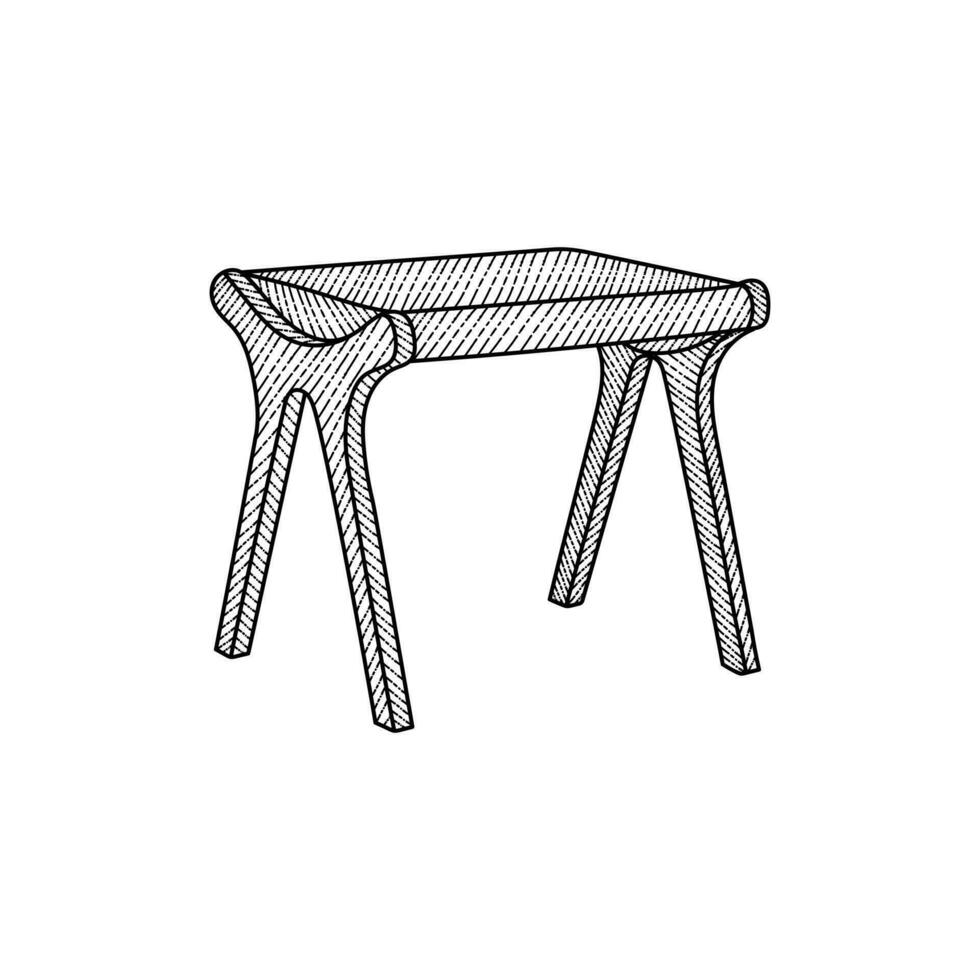 Minimalist table furniture, interior, line art stye creative template design vector