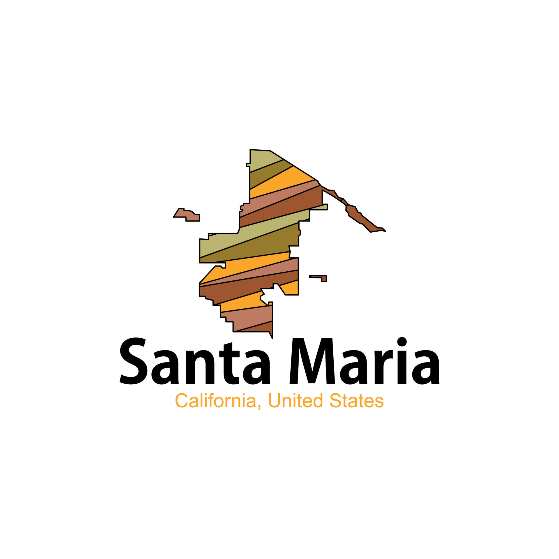 Map Of Santa Maria California City Geometric Logo 24318679 Vector Art
