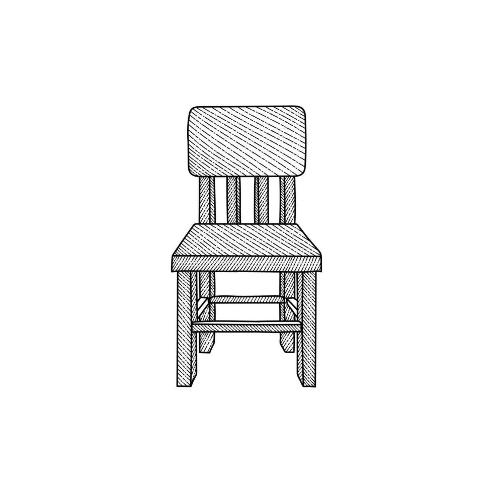 Wooden Chair Line Art Style Creative Design vector