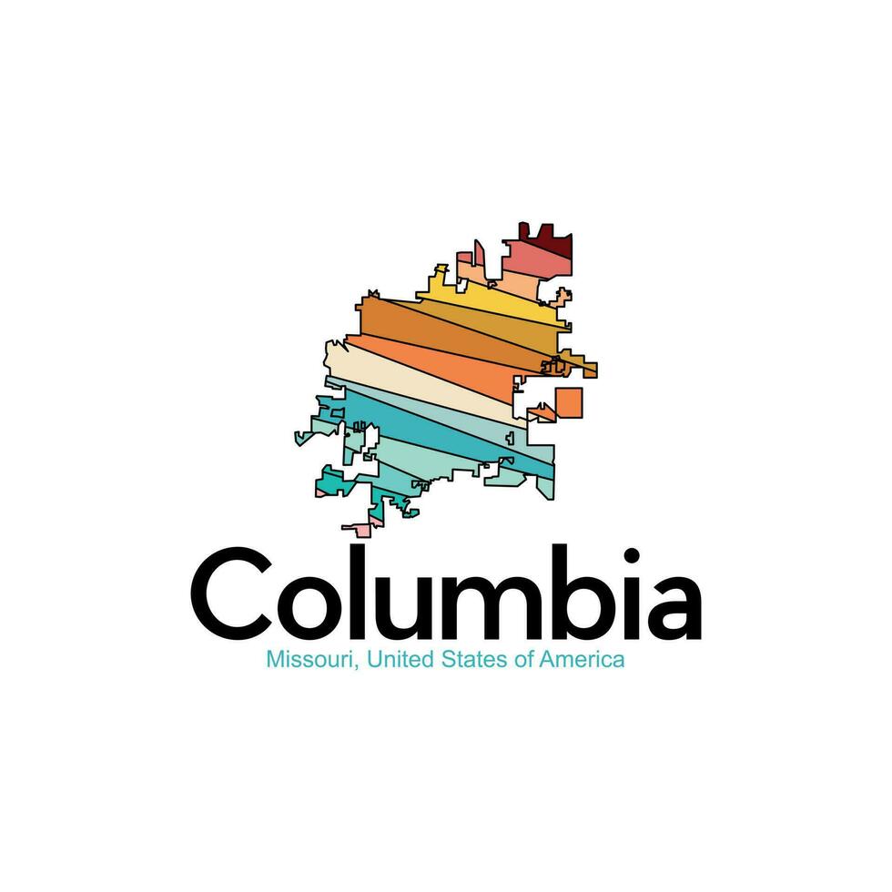 Columbia Missouri City Map Creative Design vector