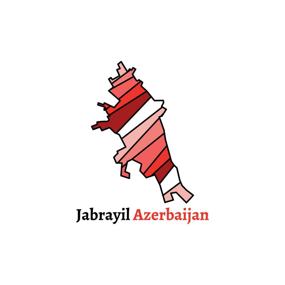 Jabrayil Azerbaijan map, Azerbaijan city Jabrayil. Map vector illustration