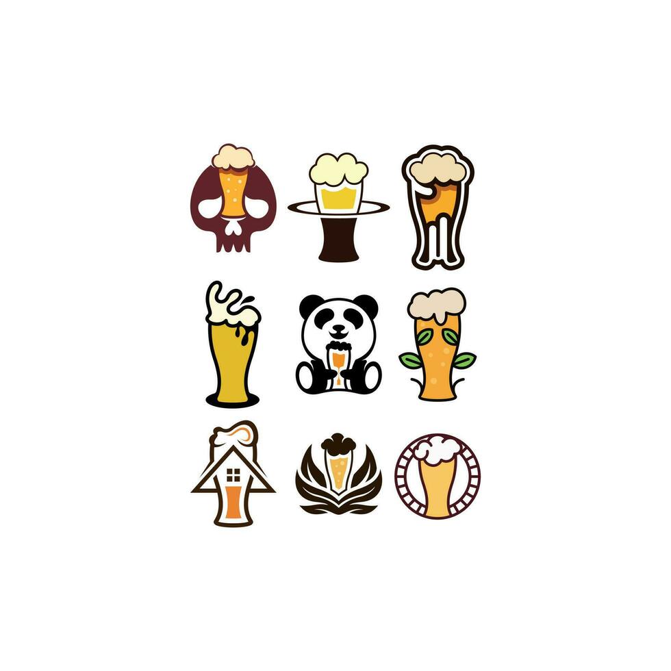 beer set Design elements for brewery, pubs, bars, festivals, Illustration of mug of beer Design element for logo, label, sign, poster, t shirt. Vector illustration