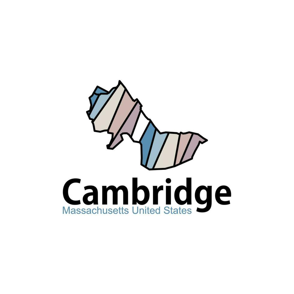 Map Of Cambridge Massachusetts City Geometric Logo vector