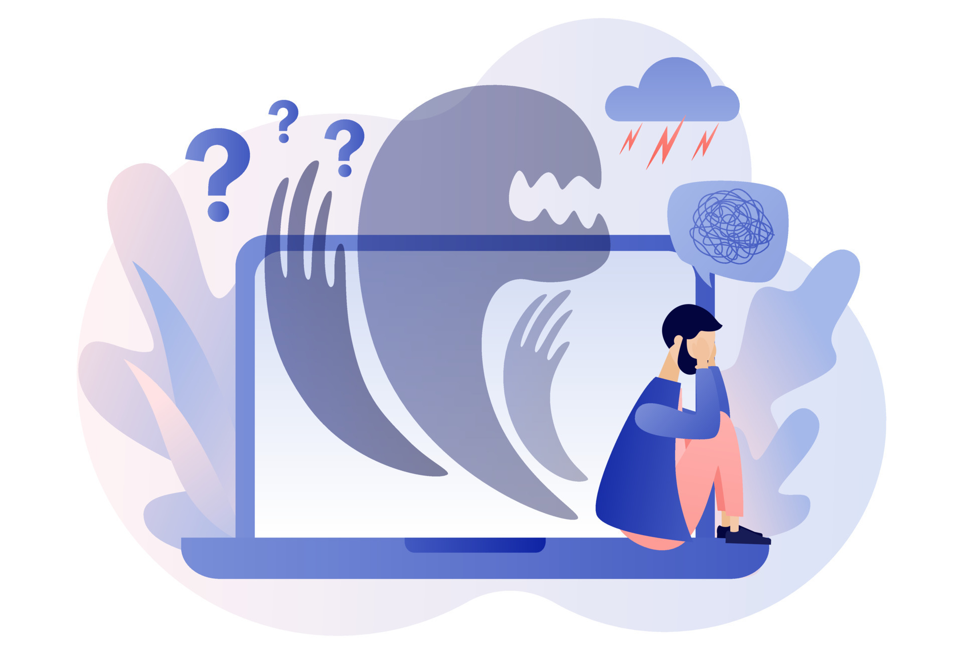 Psychology, solitude, fear and mental health problems concept. Mood  changes. PMS symptoms anxiety or panic attack. Vector illustration Stock  Vector Image & Art - Alamy