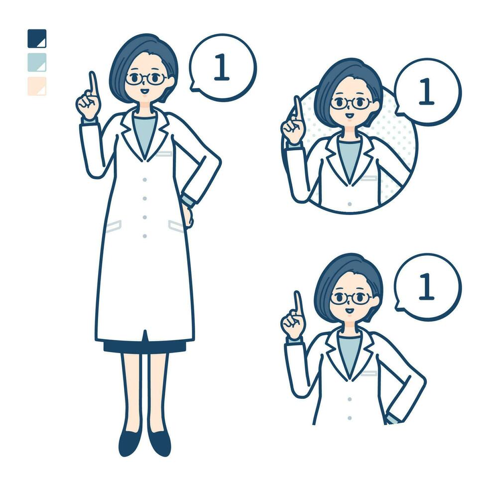 A woman doctor in a lab coat with Counting as 1 images vector