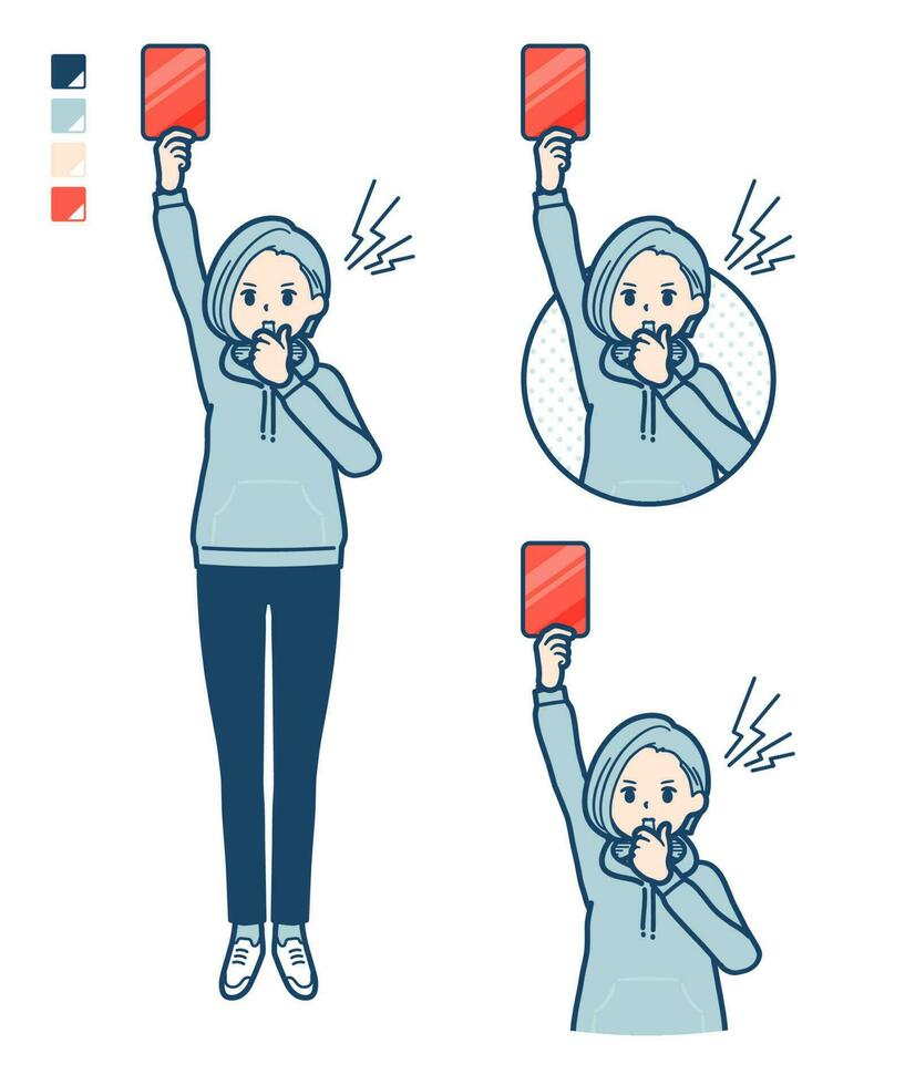 A Young woman in a hoodie With a red card images vector