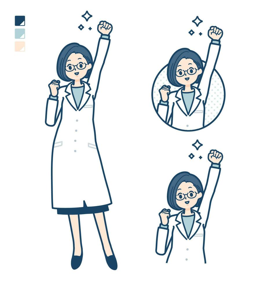 A woman doctor in a lab coat with fist pump images vector