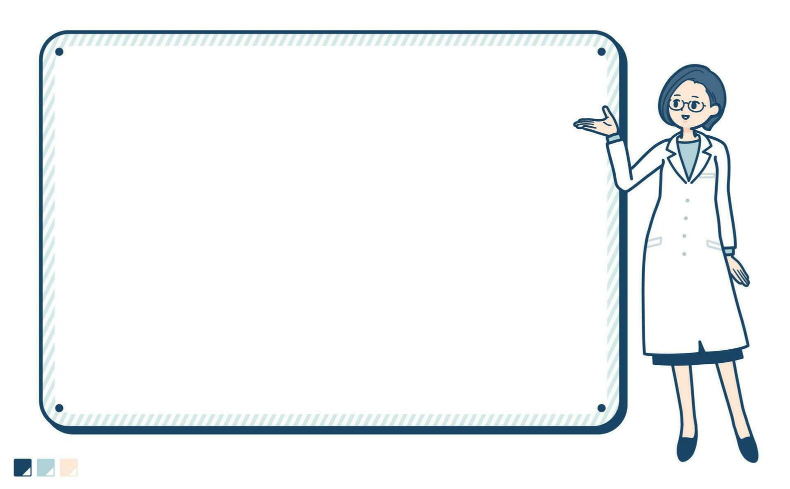 A woman doctor in a lab coat with Frame board guide images vector