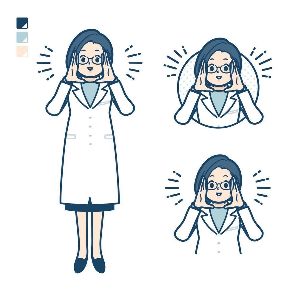 A woman doctor in a lab coat with Calling out loud images vector