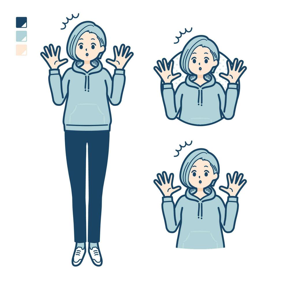 A Young woman in a hoodie with surprised images vector