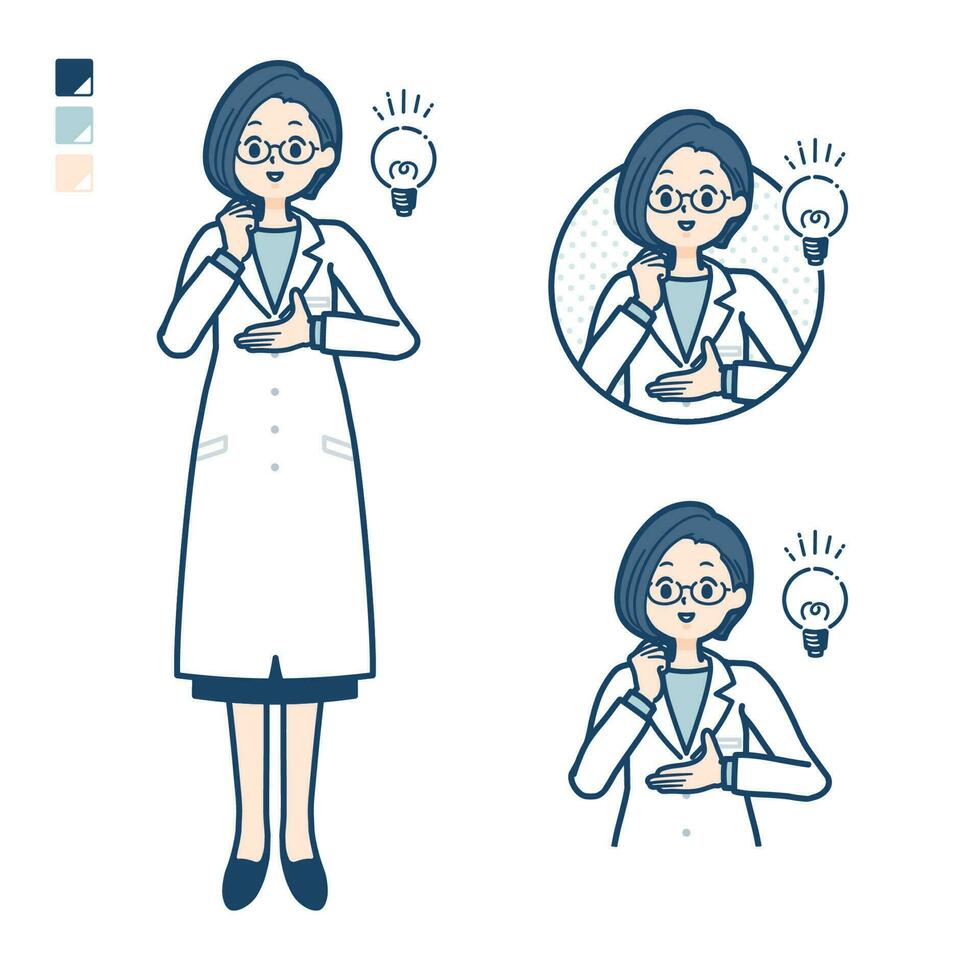 A woman doctor in a lab coat with came up with images vector