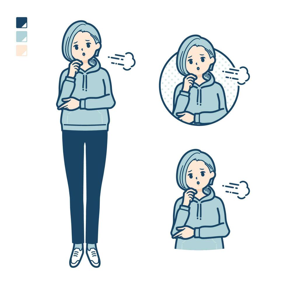 A Young woman in a hoodie with Sighing images vector