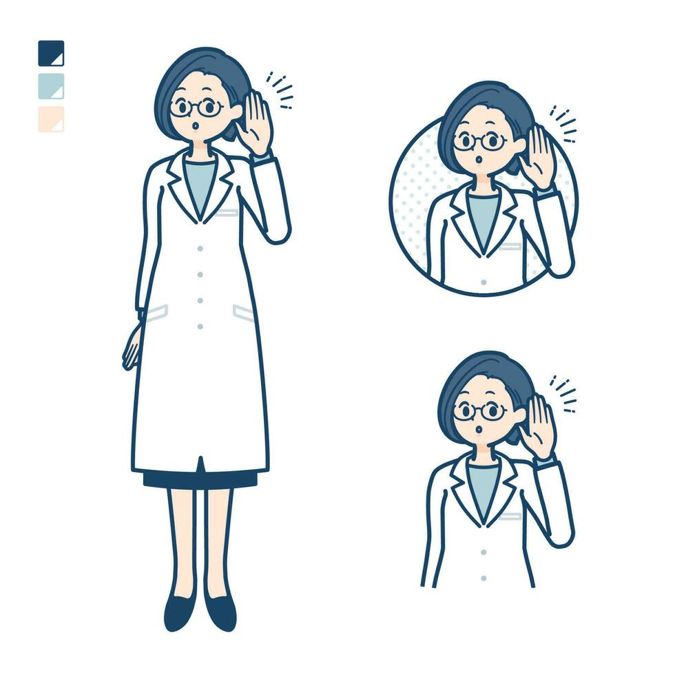 A woman doctor in a lab coat with Listening images vector