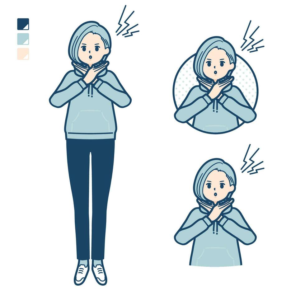A Young woman in a hoodie with Making a Cross with arms images vector