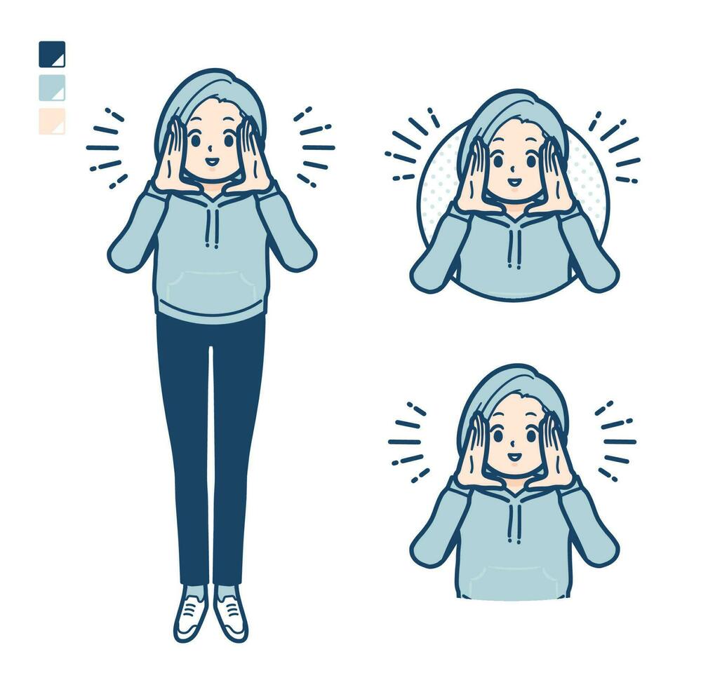 A Young woman in a hoodie with Calling out loud images vector