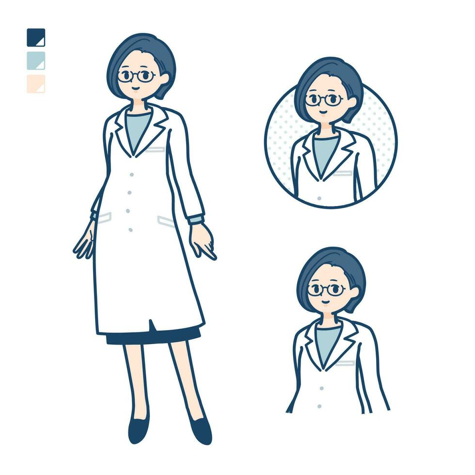 A woman doctor in a lab coat with Relaxed pose images vector