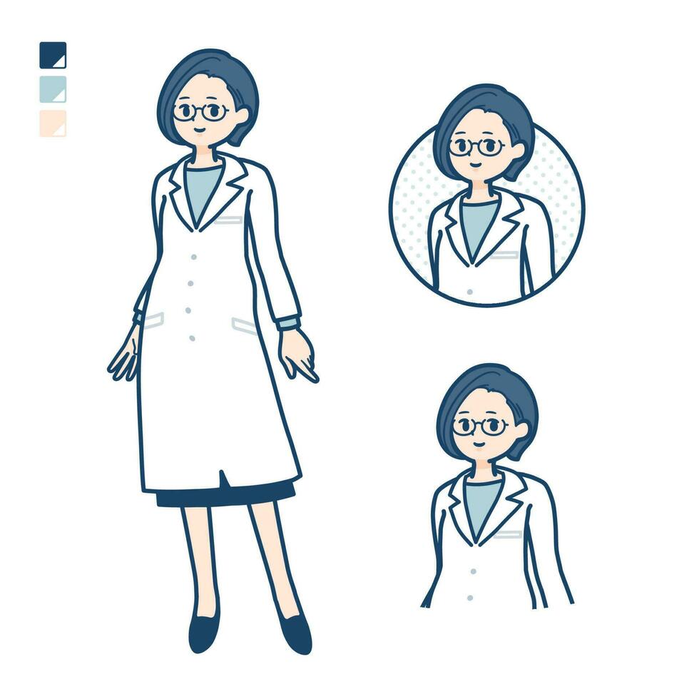 A woman doctor in a lab coat with Relaxed pose images vector