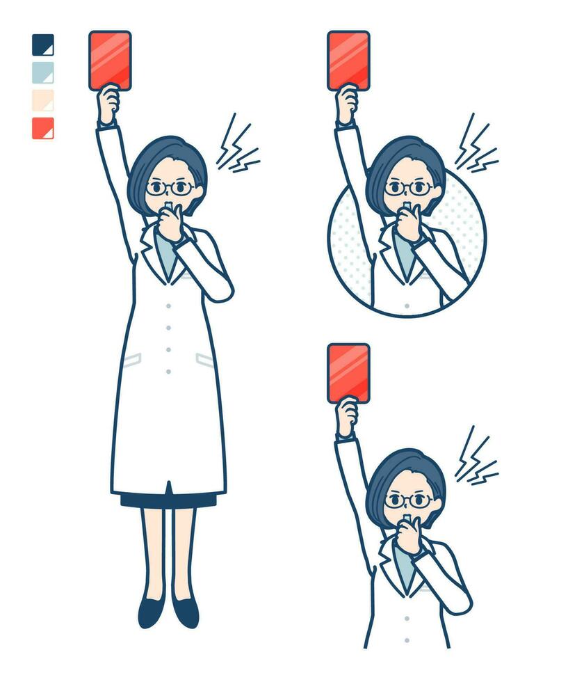 A woman doctor in a lab coat With a red card images vector