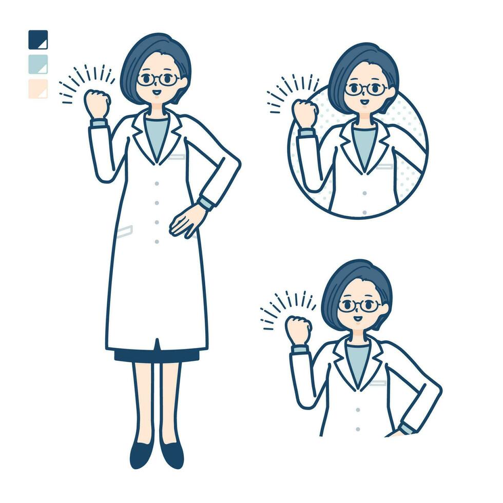 A woman doctor in a lab coat with fist pump images vector