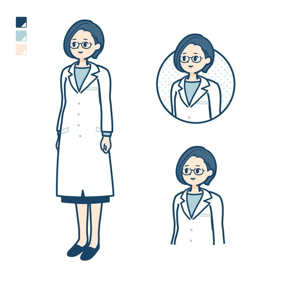 A woman doctor in a lab coat with Looking sideways images vector