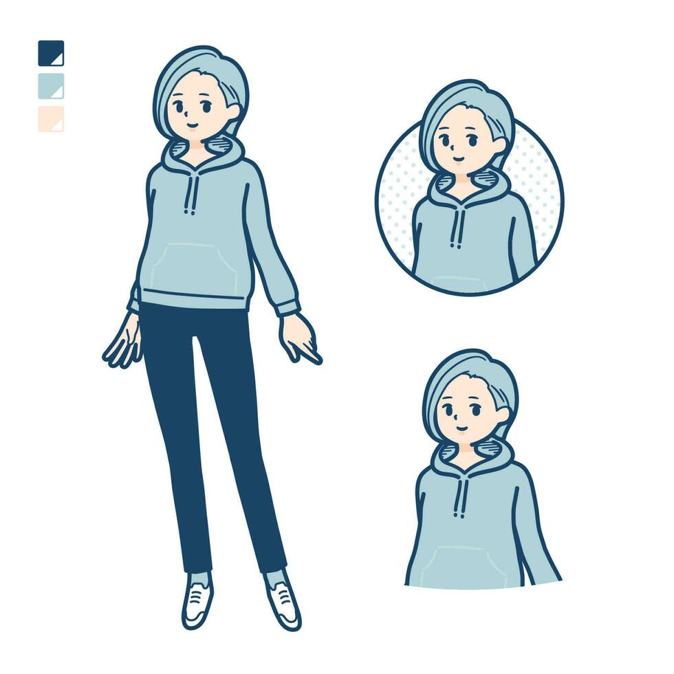 A Young woman in a hoodie with Relaxed pose images vector