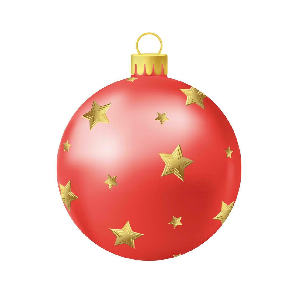 Red Christmas tree ball with gold star vector