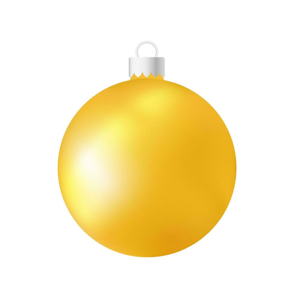 Yellow Christmas tree toy or ball Volumetric and realistic color illustration vector