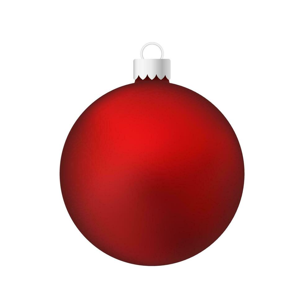 juguete de árbol de navidad rojo o bola volumétrica y ilustración de color realista vector