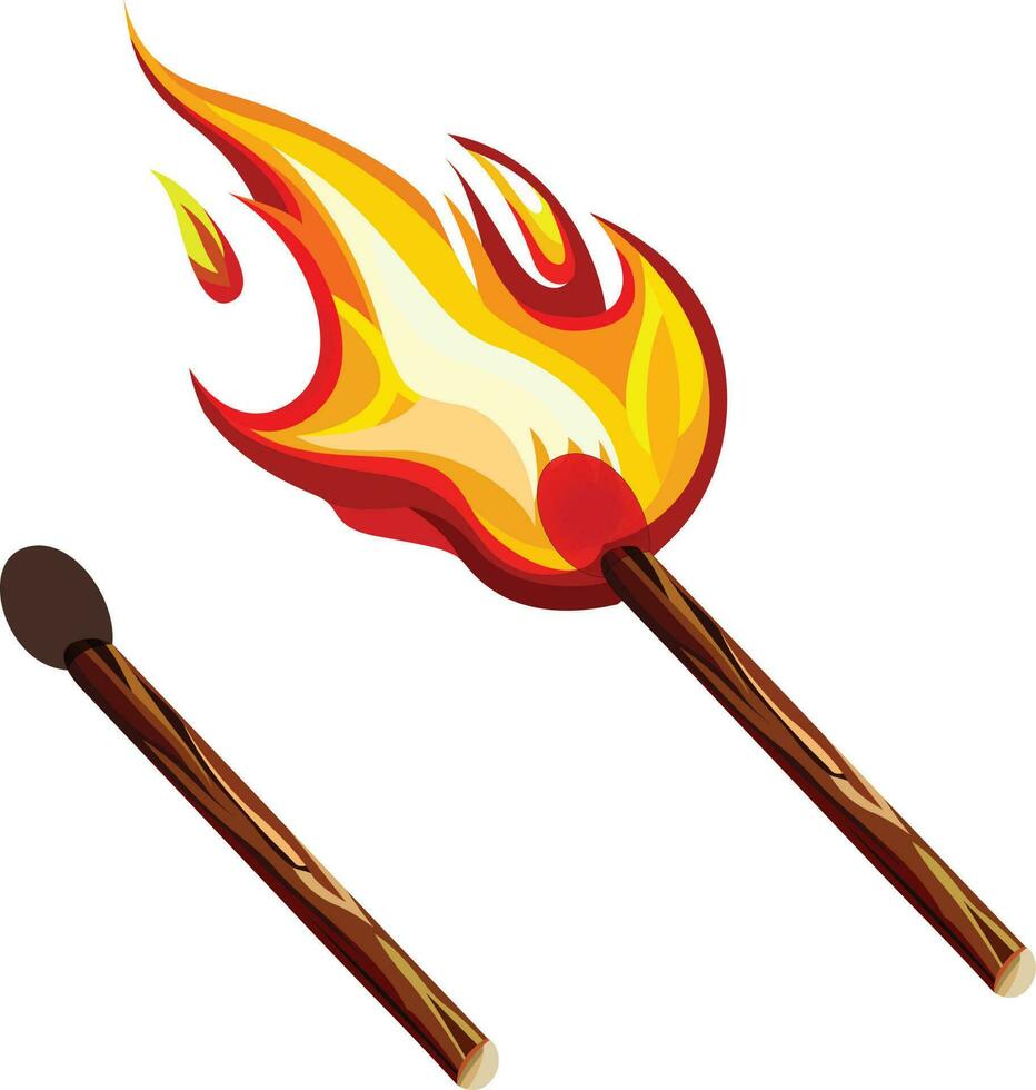 lighting match stick vector fire igniting match flat style vector image