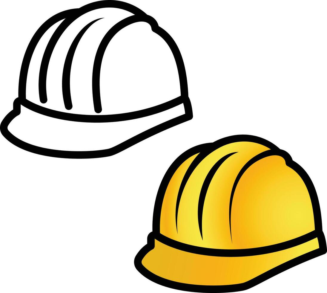 Bold yellow construction safety helmet clipart vector illustration.