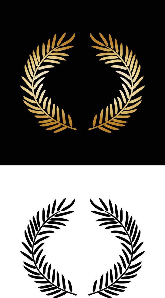 Laurel Wreath floral heraldic element gold color olive branches vector image logo template