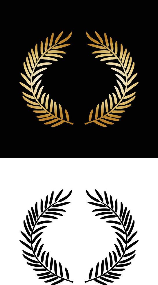 Laurel Wreath floral heraldic element gold color olive branches vector image logo template