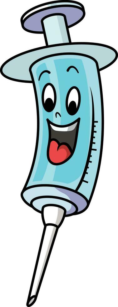 Happy Syringe mascot Cartoon stock vector illustration