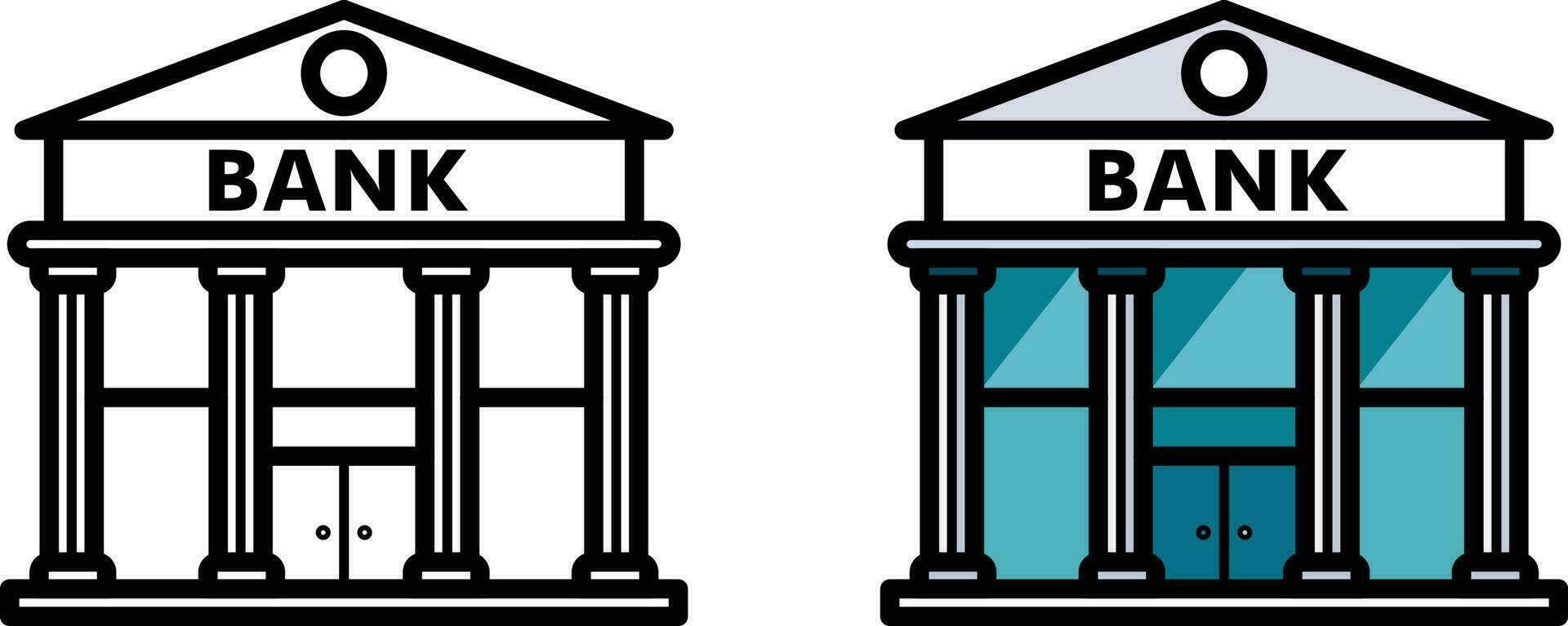 Federal reserve bank building flat style vector graphic and outlined