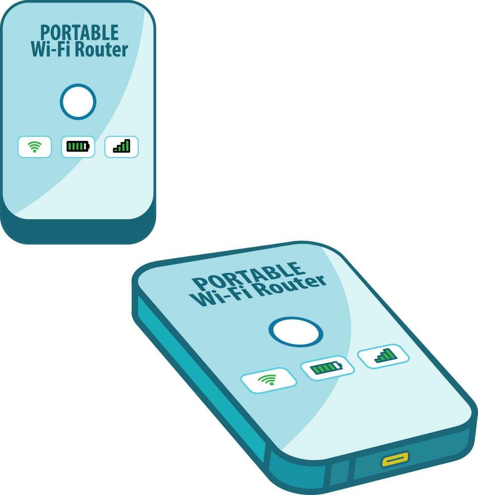 Portable wifi router in different angles clip art vector illustration