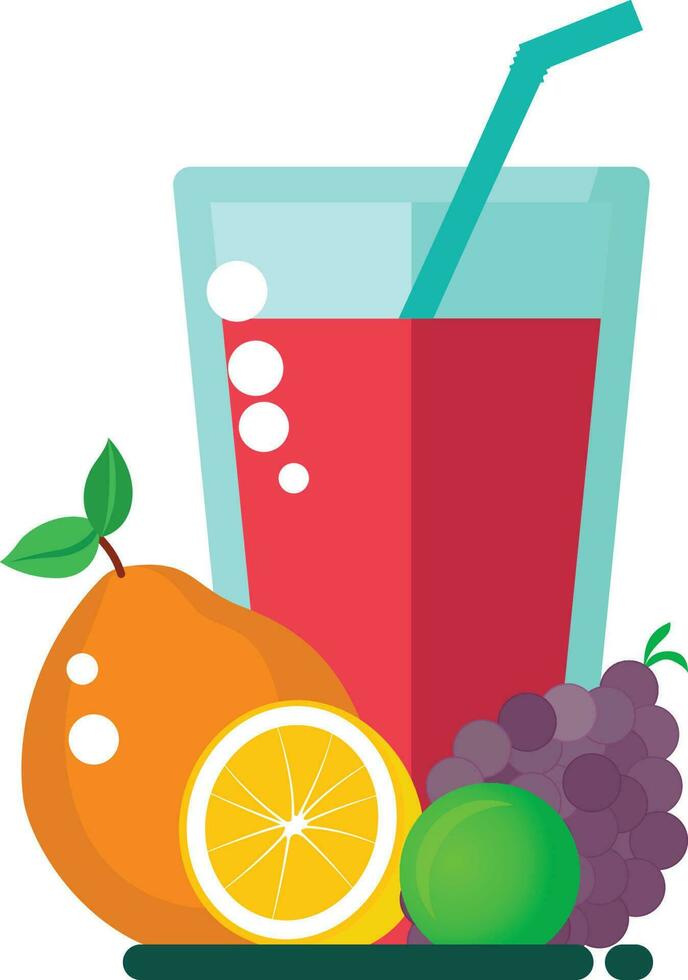 Fruta jugo con manojo de Fruta plano estilo acortar Arte vector imagen