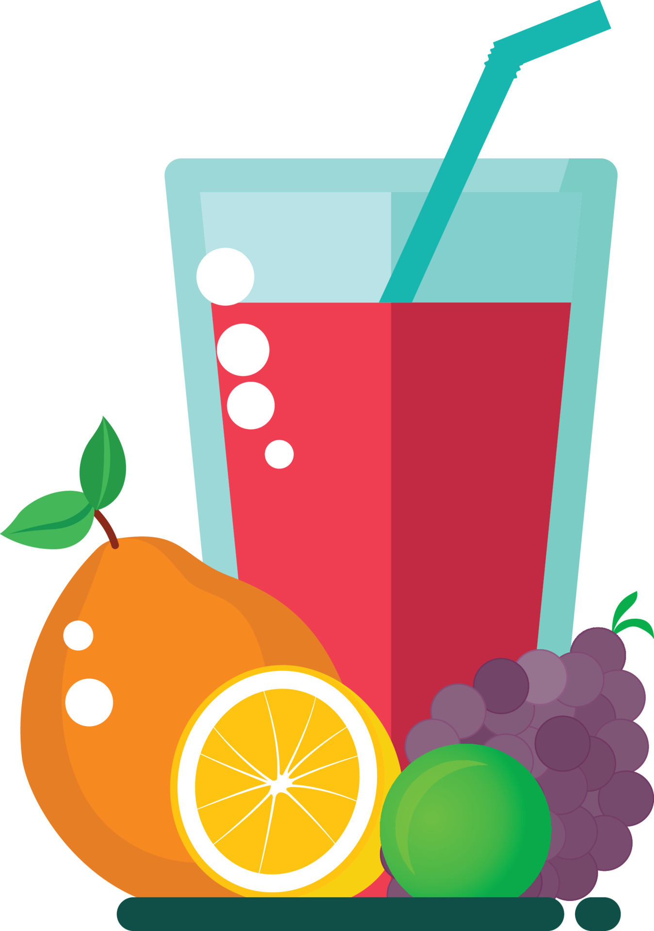 Fruit juice with bunch of fruit flat style clip art vector image
