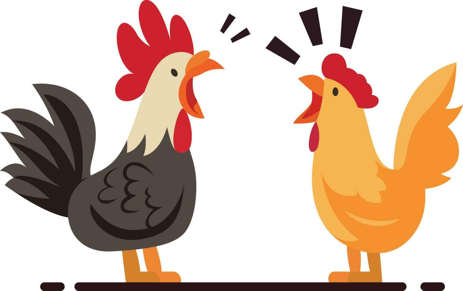 enojado gallo y gallina Pareja discutiendo con cada otro plano estilo vector imagen