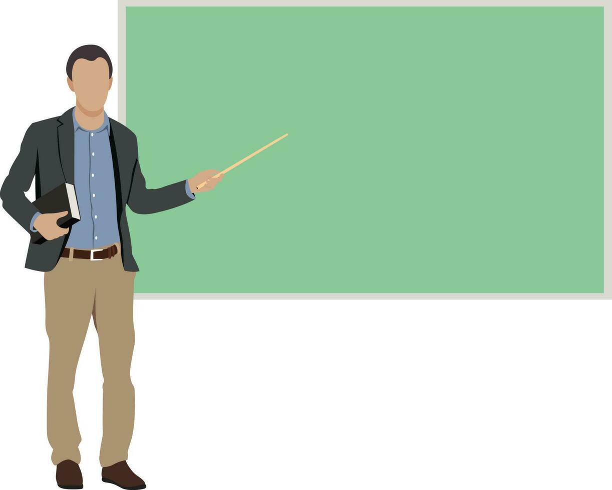 Young male teacher holding a book and a wand flat style vector image