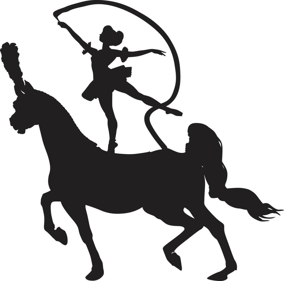 Gymnast girl balancing on the circus horse near State Circus in minsk belarus bronze sculpture black and white vector silhouette